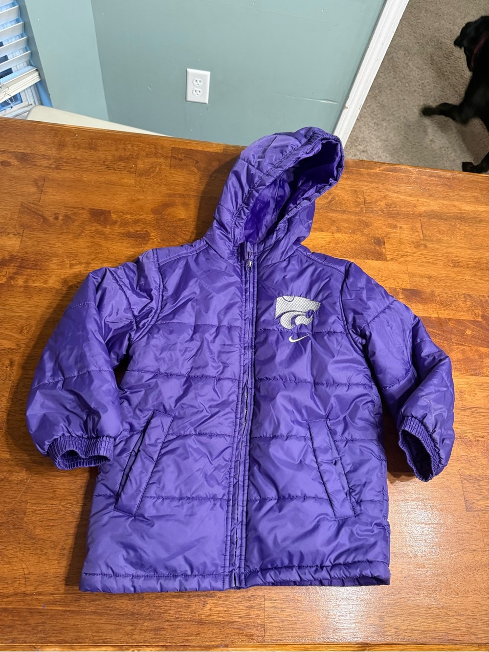 Nike Team Kansas State Wildcats Puffer Jacket Hooded Youth Size Small S 8/10